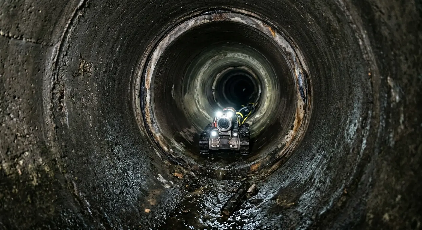 Robotic sewer camera inspecting pipe interior for Sewer Line Repair in Brighton
